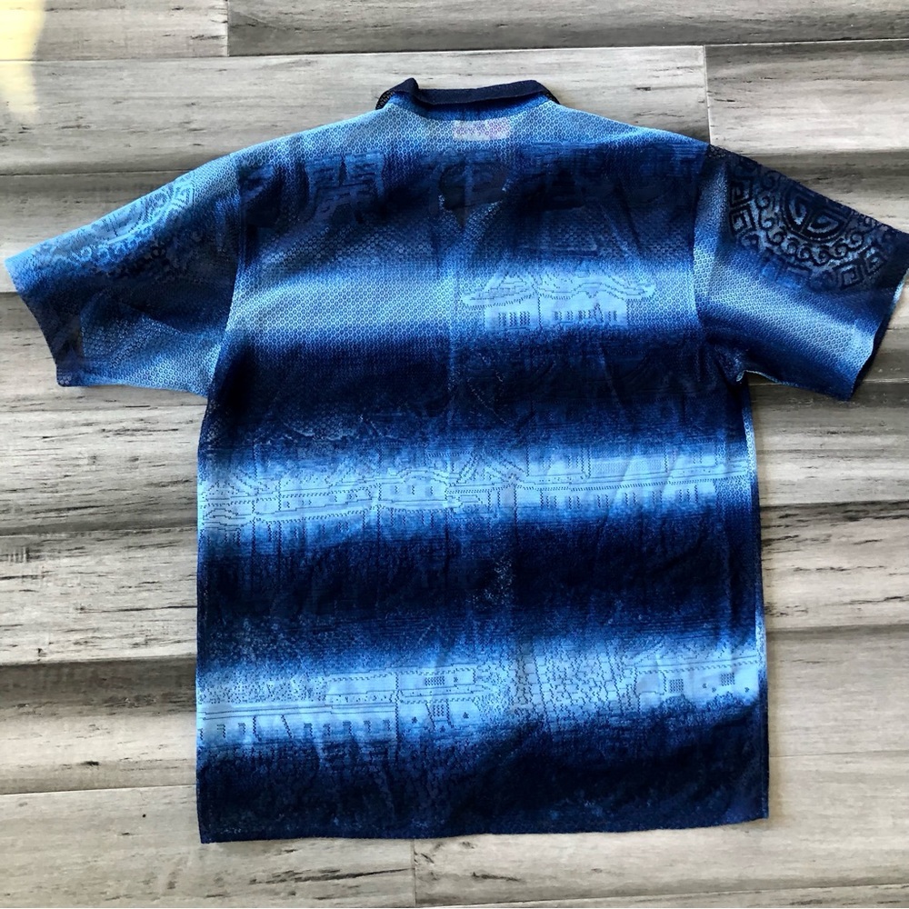 ❤️ LAST DAY Vintage Y2K B212 NYC Japanese Pagoda Mesh S/S Button Down Shirt - Picture 13 of 13
